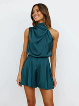 Stijlvolle halter playsuit in smaragdgroen met losse fit