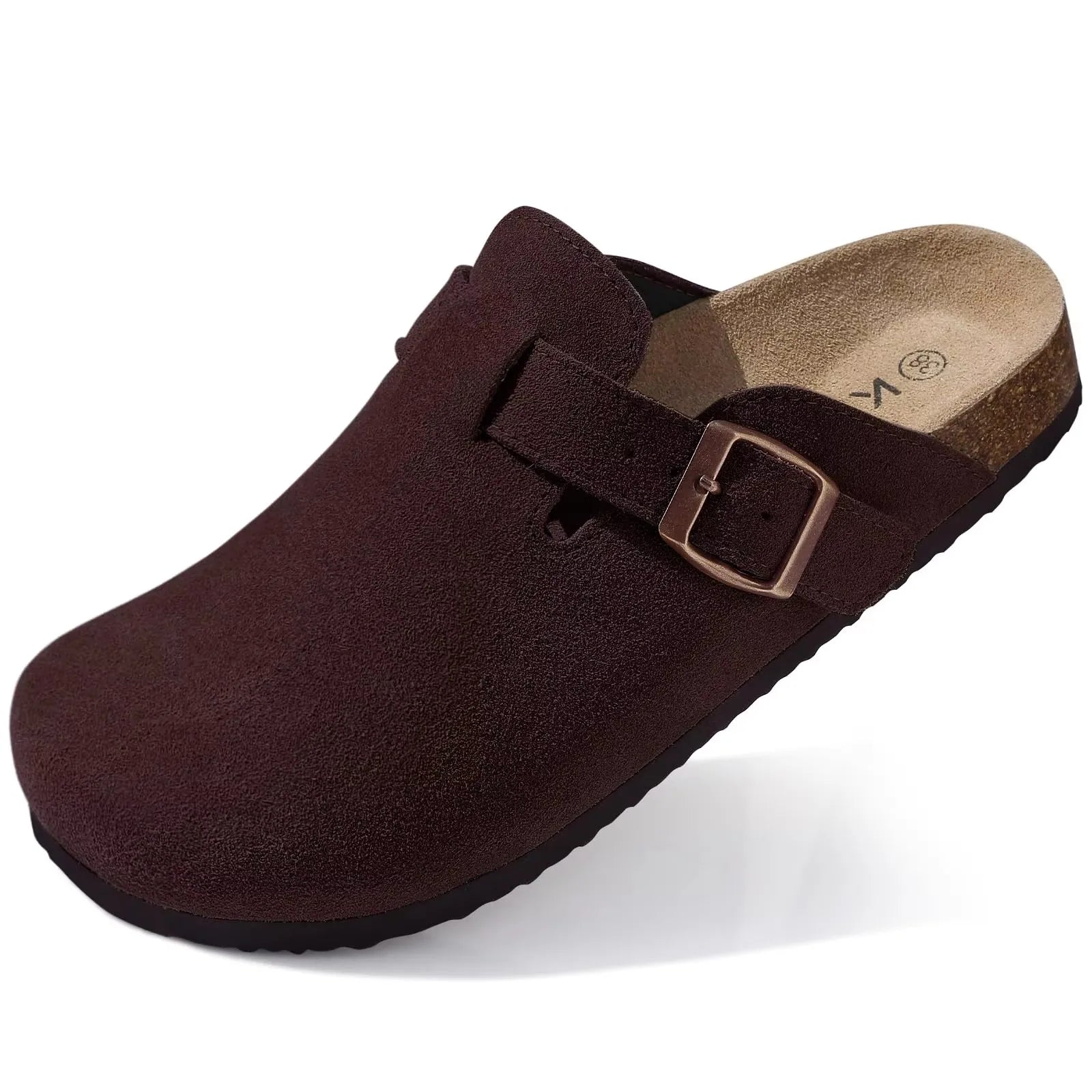 Mavira comfort clogs donkerbruin van echt suède