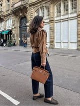 Veloria Vegan Suede Jas | Dames herfstjas met schouderdetails & ceintuur
