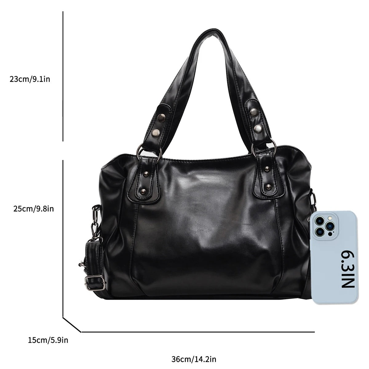 Velmira Vintage | Large Vegan Leather Shoulder Bag