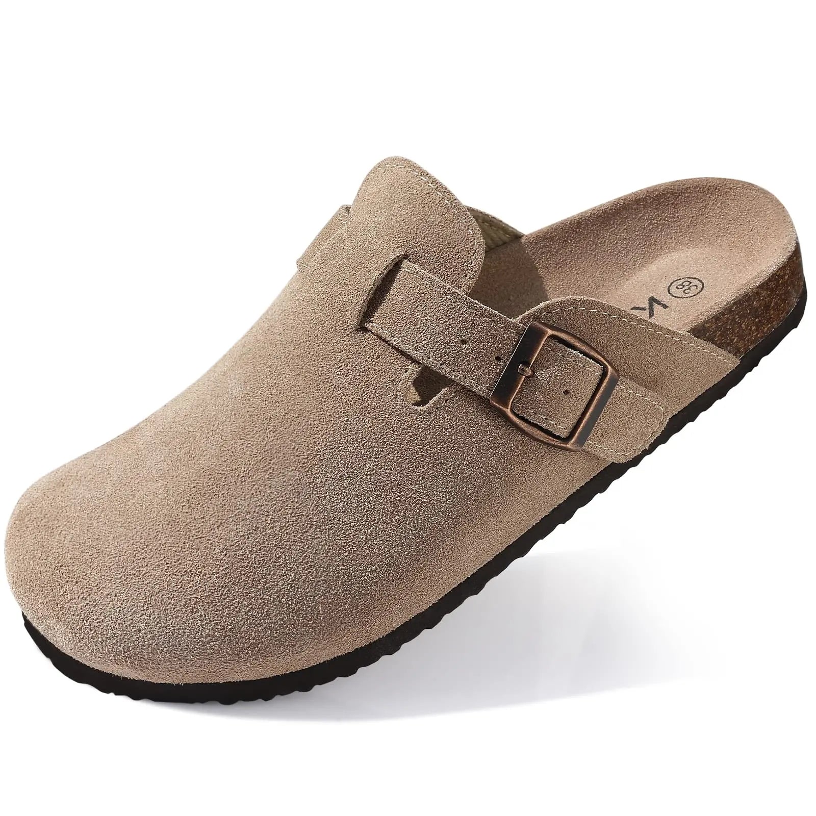 Mavira comfort clogs beige van echt suède