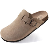 Mavira comfort clogs beige van echt suède