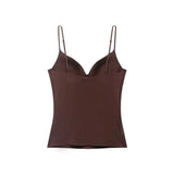 Achterkant bruine fitted top met ingebouwde cups voor dames