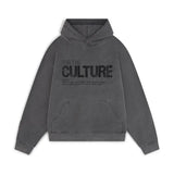 donkergrijze hoodie met rhinestone tekst for the culture