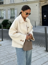 Mirelda Classy Cropped Jacket | Elegante Oversized Jas met Knoopdetails