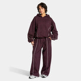 bordeaux luipaardprint sweatsuit dames met hoodie en witte bies