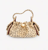 beige leopardschoudertas met gouden ketting en hartsluiting