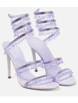 Crystal wikkel heels paars met sierlijke kristallen