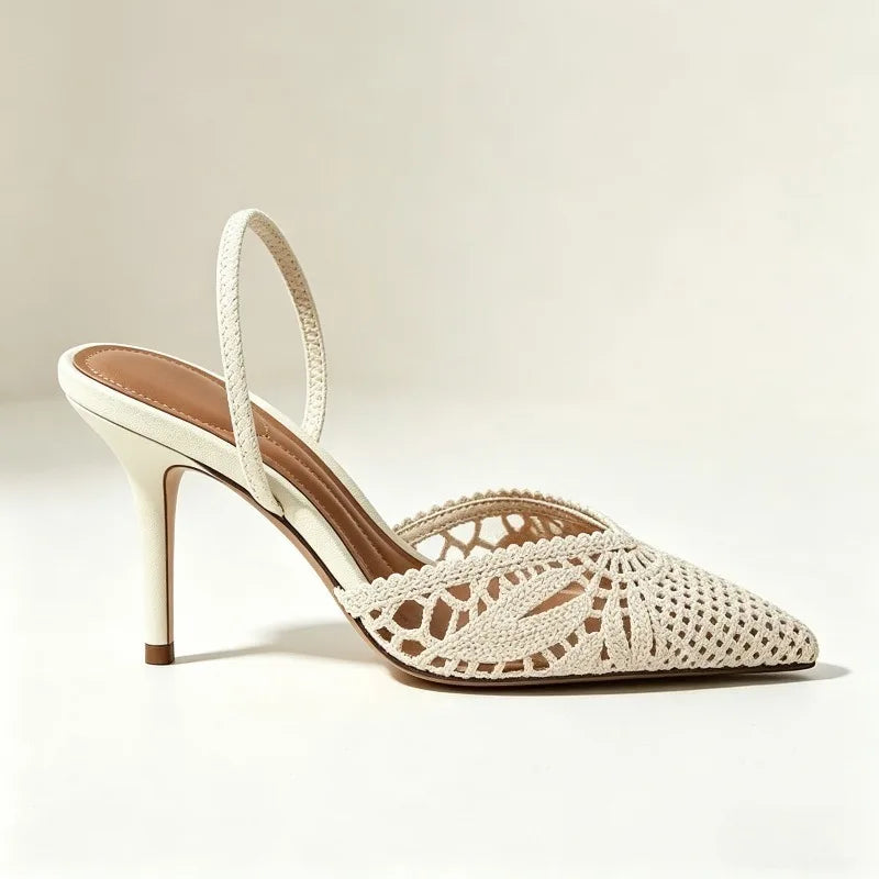 Veloura | Gehaakte Slingback Heels met Puntneus & Stiletto Hak