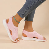 chunky knit mesh sandalen in pastelroze met dikke zool