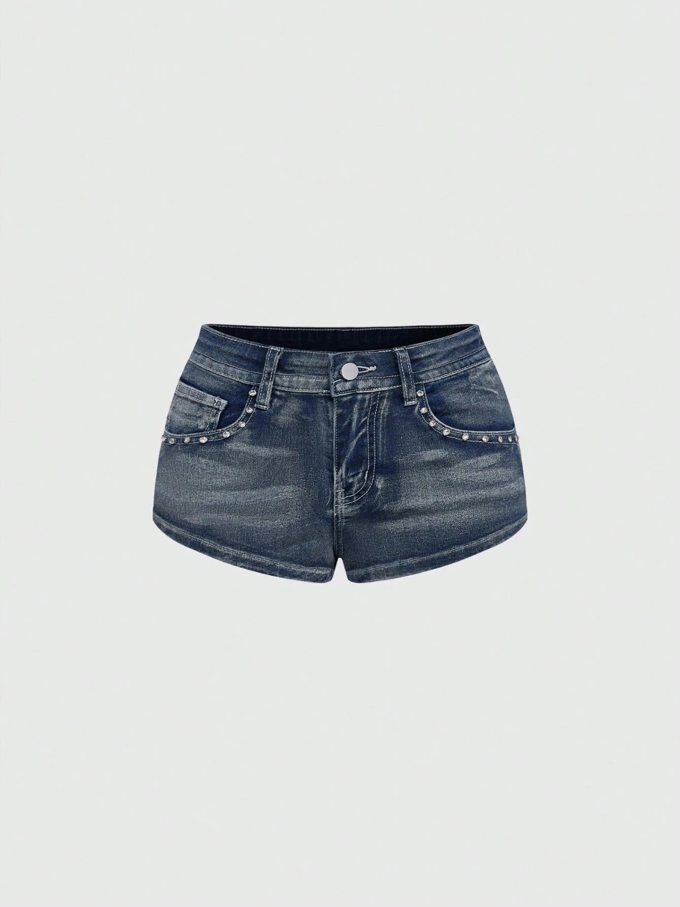 Rivéla Denim-Shorts | Glamouröse Western-Shorts mit dekorativen Gesäßtaschen