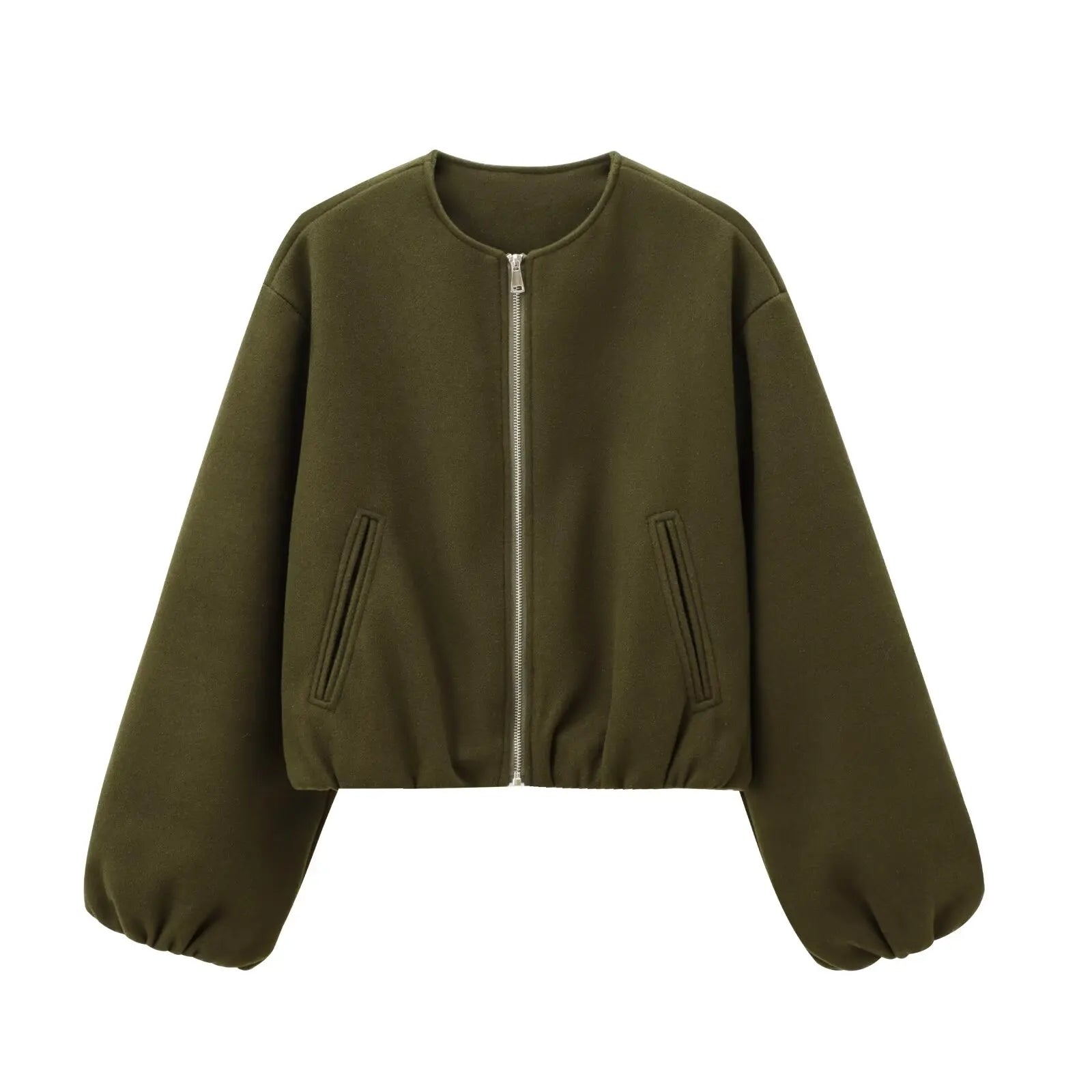 Groene dames bomber jacket met cropped pasvorm