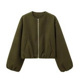 Groene dames bomber jacket met cropped pasvorm