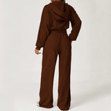 Eloria | Lounge Set met Cropped Sweater & Wide Leg Joggingbroek
