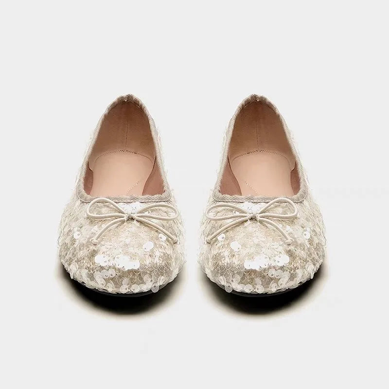 glamour ballerina schoenen met pailletten en ronde neus