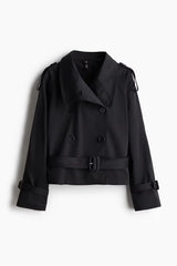 Maravine cropped trenchcoat in zwart voor dames