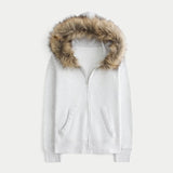 Norvera Fur Lounge Hoodie | Hoodie met Faux Fur Capuchon & Ritssluiting