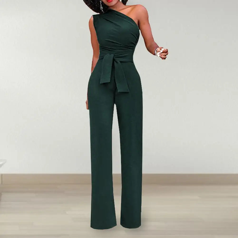 Juvéna | Elegante One-Shoulder Jumpsuit met Strikdetail – Feestelijk & Vrouwelijk