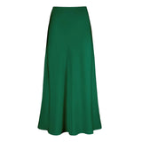 Groene satijnen midi met elegante glans