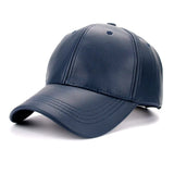 donkerblauwe vegan leather cap