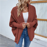 Oversized gebreid vest in roestbruin 