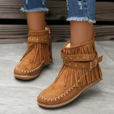Fringella | Suède Enkelboots met Franjes & Studs