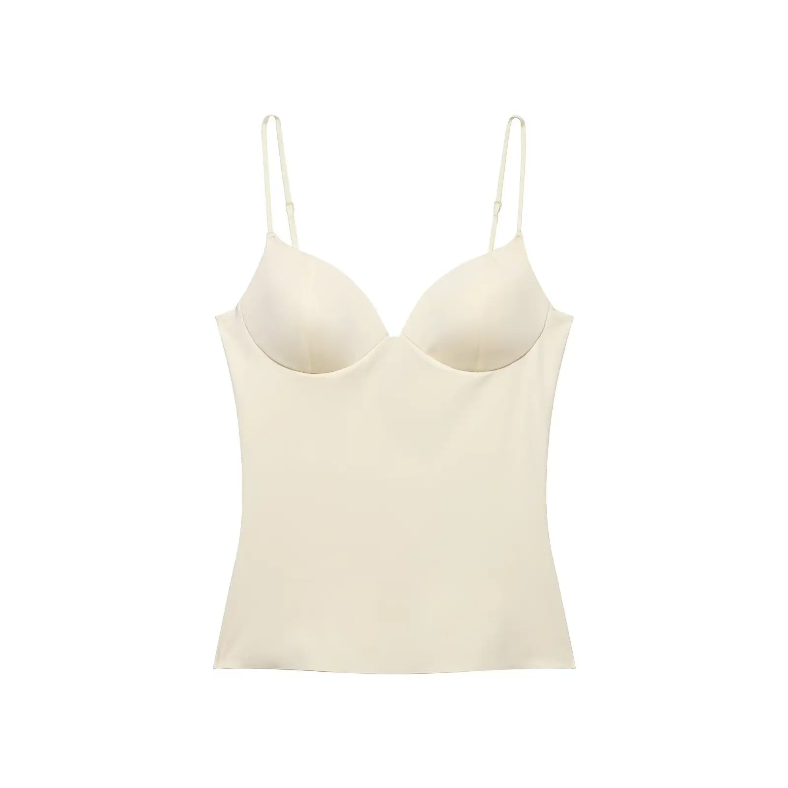Crème fitted top met ingebouwde cups voor dames
