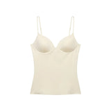 Crème fitted top met ingebouwde cups voor dames