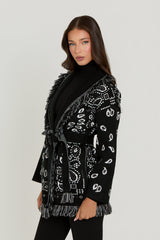 meliora cardigan zwart model zijaanzicht