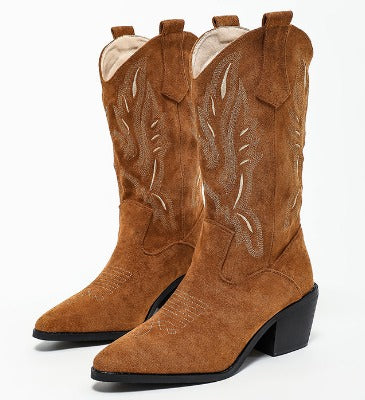 Alvara Western Boots | Hoge cowboylaarzen met hak & stiksels