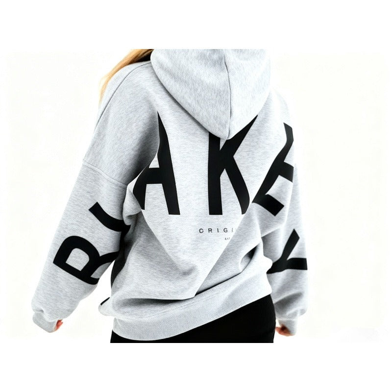 Blayen oversized sweatshirt dames grijs met zwarte backprint – Salejano