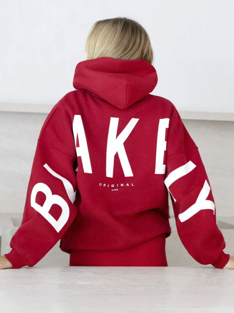 Blayen oversized sweatshirt dames rood met grote backprint – Salejano