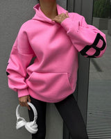 Blayen oversized sweatshirt dames roze met zwarte backprint – Salejano