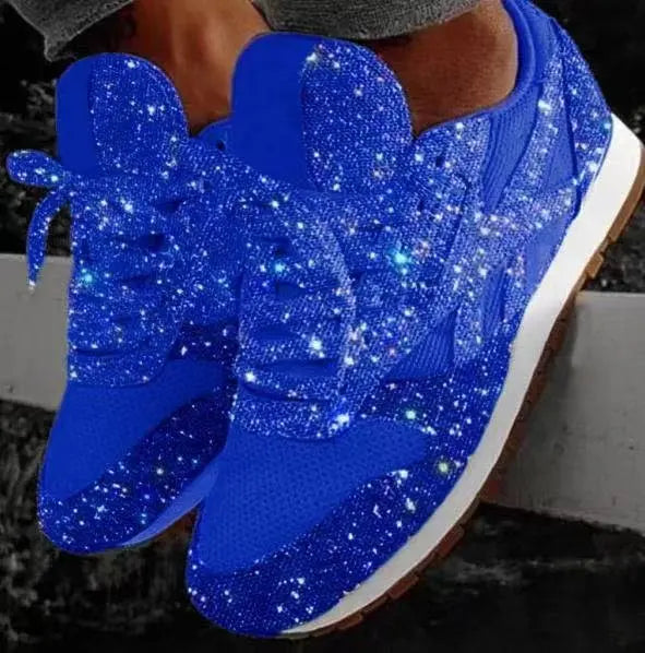 Blauwe glitter sneakers met glanzende details en trendy uitstraling