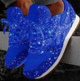 Blauwe glitter sneakers met glanzende details en trendy uitstraling