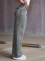 Rosélune Wide Leg Jeans | High Waist Denim met Strikdetail