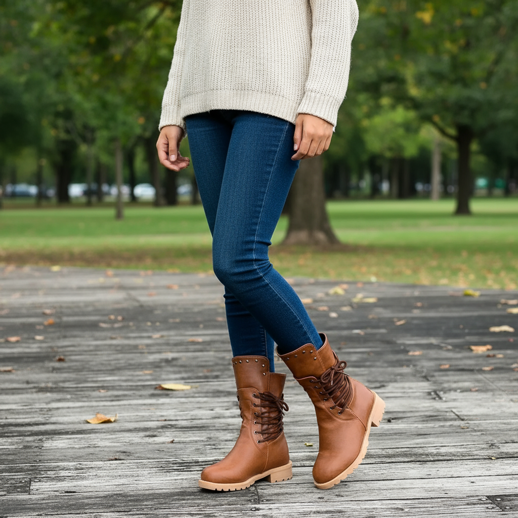 Ravena | Stoere Veterlaarzen met Studdetails