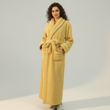 Veloura luxe badjas geel – cosy badjas dames voor thuis en spa