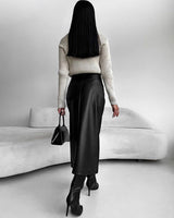 Larvona | Midi-Rock mit Schlitz & hoher Taille