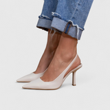 witte slingback heels met puntneus en elegante hak dames
