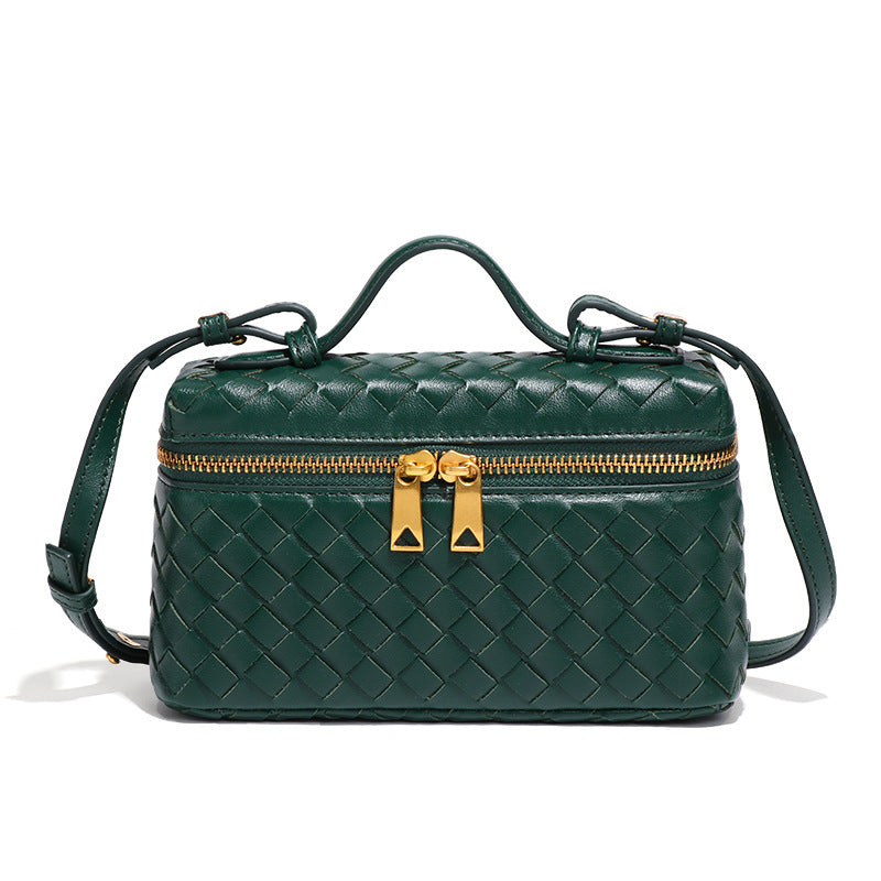 woven crossbody bag donkergroen