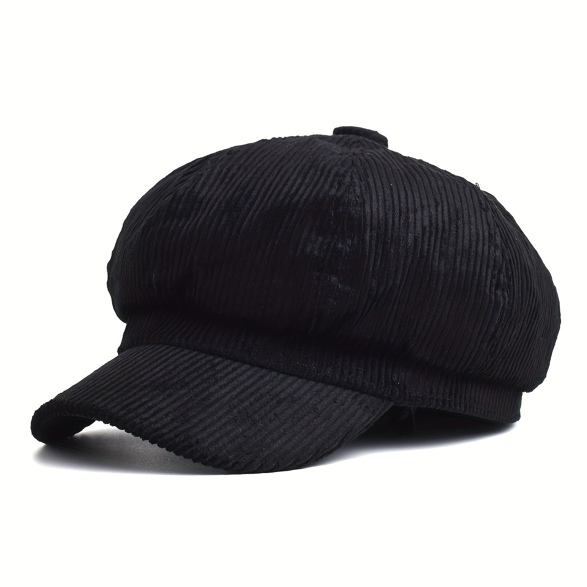 zwarte ribfluwelen baker boy pet voor dames