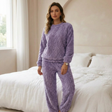 paarse teddy pyjama set dames warm