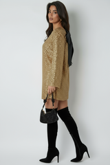 Livia | Glanzende Mini Jurk met Pailletten en Satijnen Strik