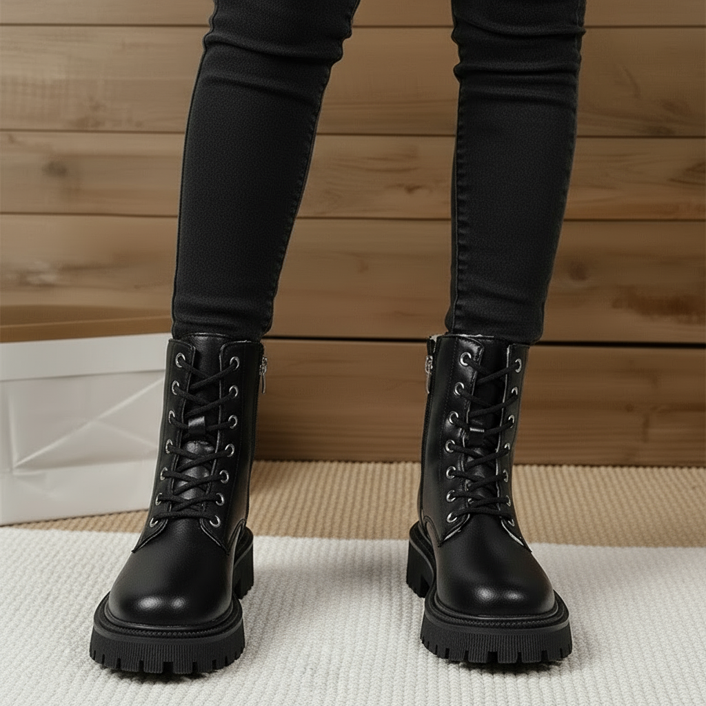 Lunvara | Warme Enkelboots met Voering & Chunky Zool
