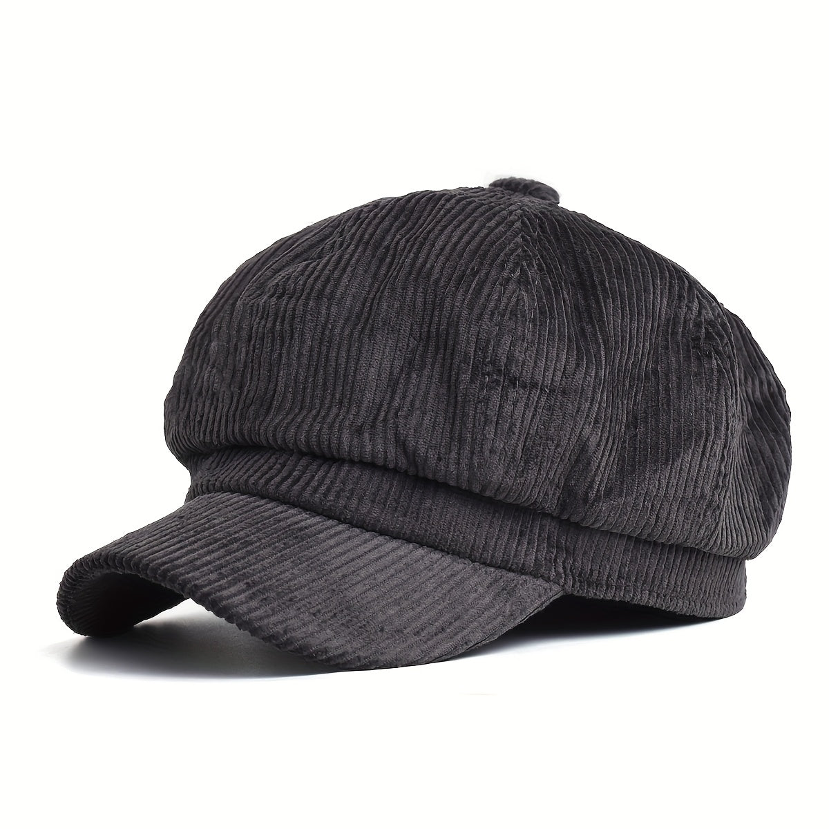 grijze corduroy newsboy cap met klep