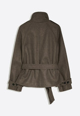 Améliane | Trench-coat court à col montant et ceinture