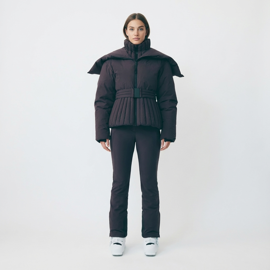 auraya ski jacket in aubergine met getailleerde pasvorm en afritsbare capuchon