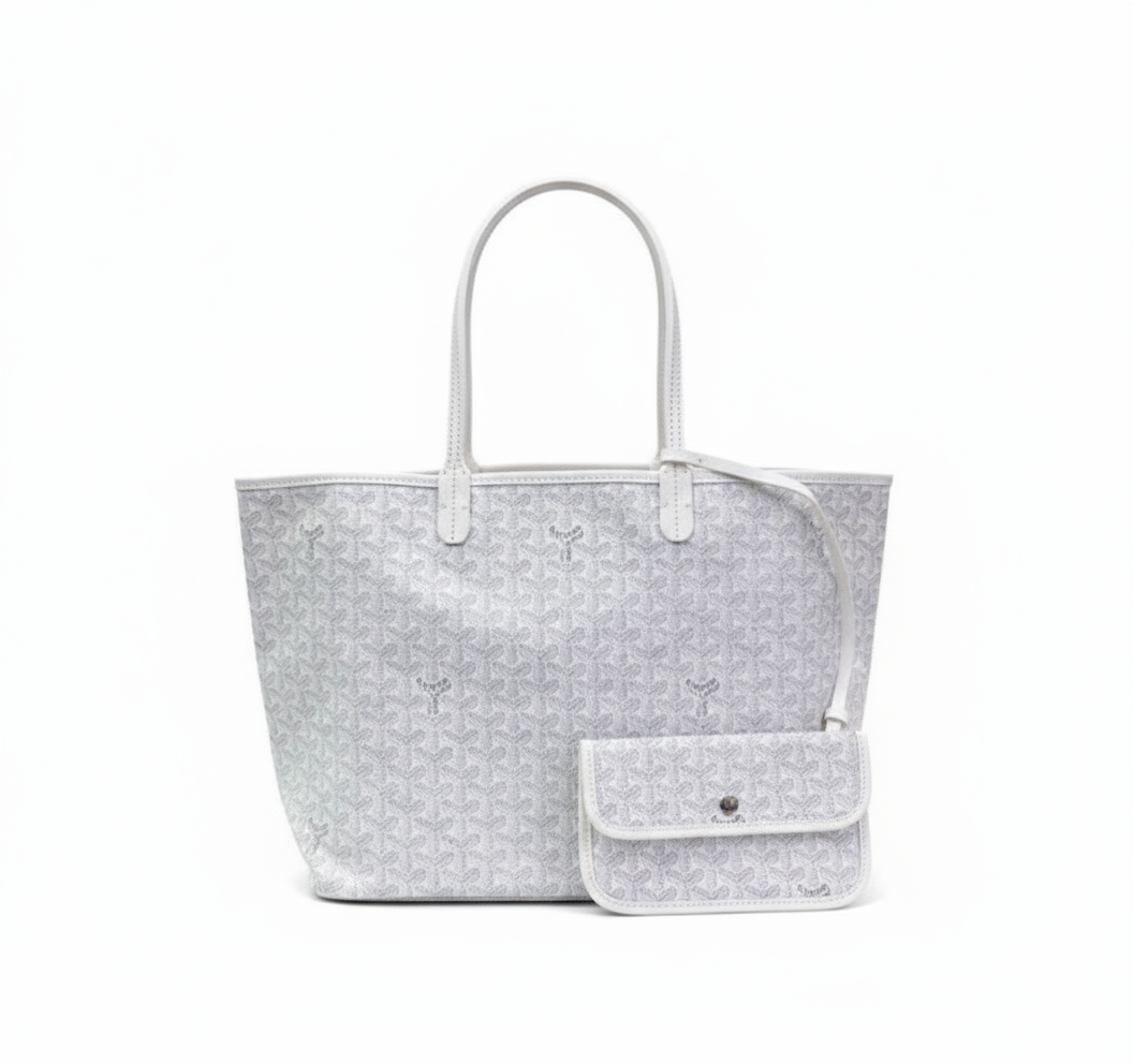 witte tote bag met patroon en matching pouch