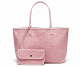 roze tote bag met patroon en mini tasje